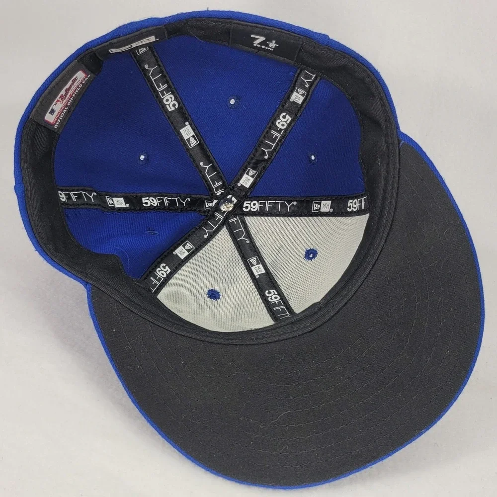 Chicago Cubs Baseball Hat Cap Mens 7-1/8 Blue New Era 59Fifty Fitted Wide Brim